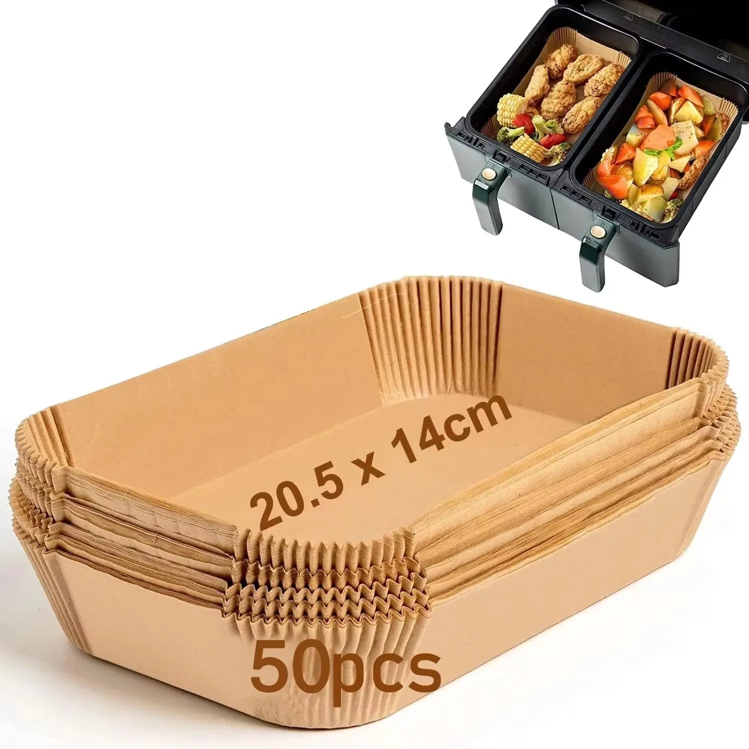 Air fryer paper liners, 50-pack, 20.5 x 14 cm