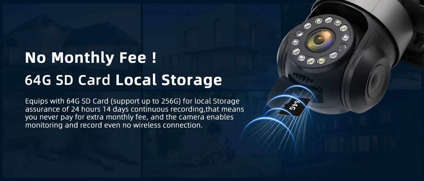 10K 20MP Home Security Outdoor WiFi Camera 4 Lens 4 Screen 360° 16X Zoom CCTV Wireless Surveillance PTZ Cam Security Protection