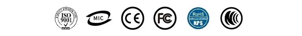 Certification logos for Smart 3D Nail Printer: ISO 9001, MIC, CE, FC, RoHS, and safety compliance icons.