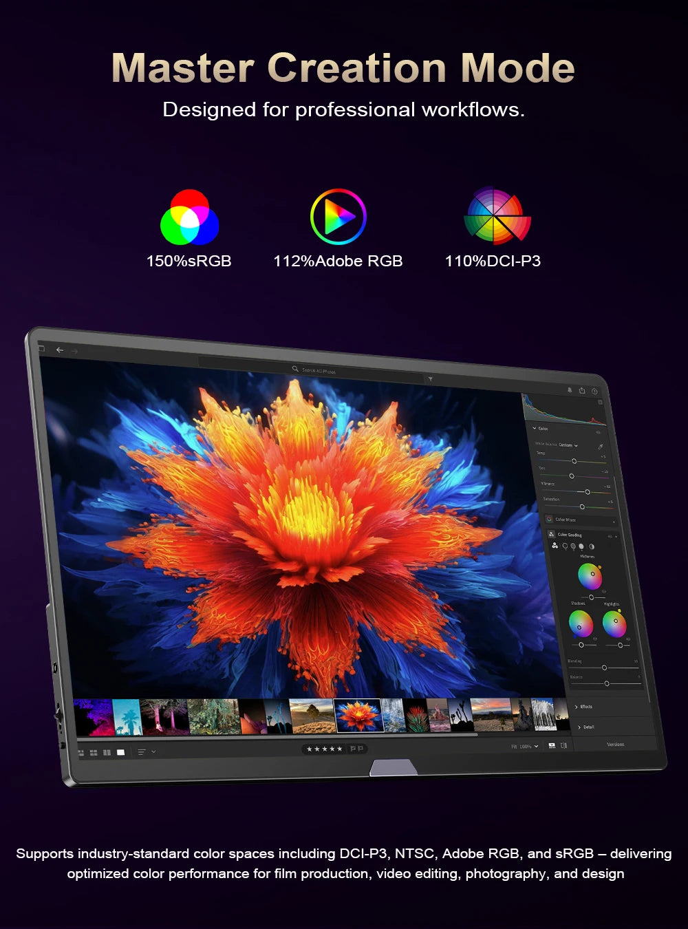 Uperfect 15.6" 4K OLED Screen Portable Monitor 100% DCI-P3 Display 1MS Eye Care PC 60hz For Laptop Mac NUC Mini PC VESA LS Stand