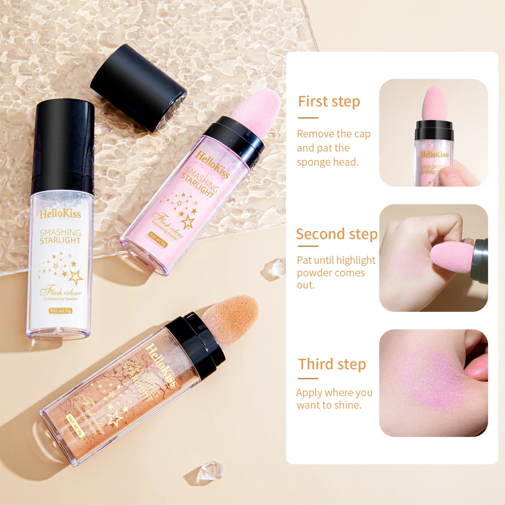 Tidesmit Ethereal Shimmer Highlighter Powder texture close-up for radiant face and body illuminating glow