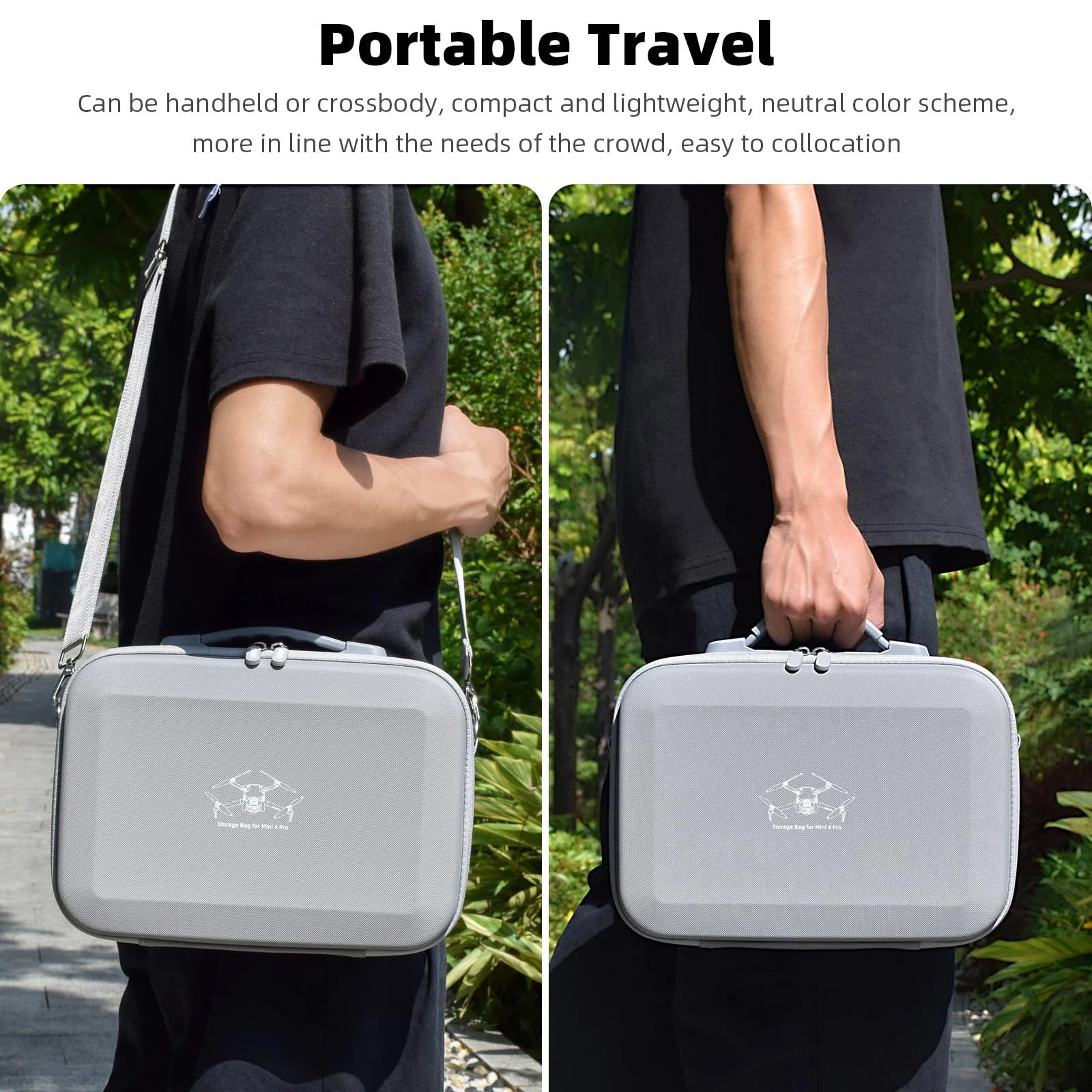DJI Mini 4 Pro Carrying Case: Waterproof PU Storage Bag in Grey Tidesmit