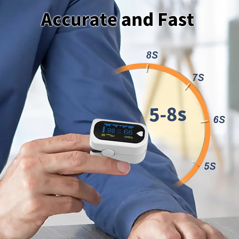 Finger Pulse Oximeter OLED Blood Oxygen Saturation Heart Rate Monitor Oxymeters Medical With Respiratory Digital Oximeter