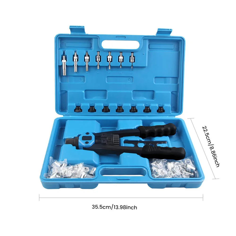 Podofo Heavy Duty Rivet Nut Gun Kit 110pcs Hand Riveting Tool 7 Sizes M3 M4 M5 M6 M8 M10 M12 with Rivet Nuts for Car Repair
