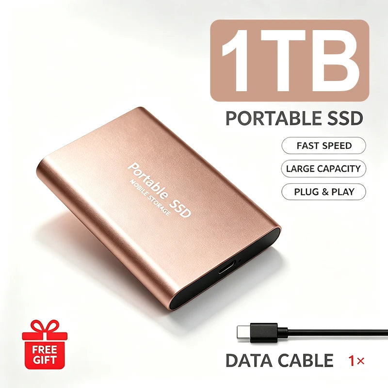 Portable External SSD 4TB High‑Speed Solid State Drive USB3.2 Type‑C Mass Storage Hard Disk 1TB 8TB 16TB for Laptop PC MAC Smart