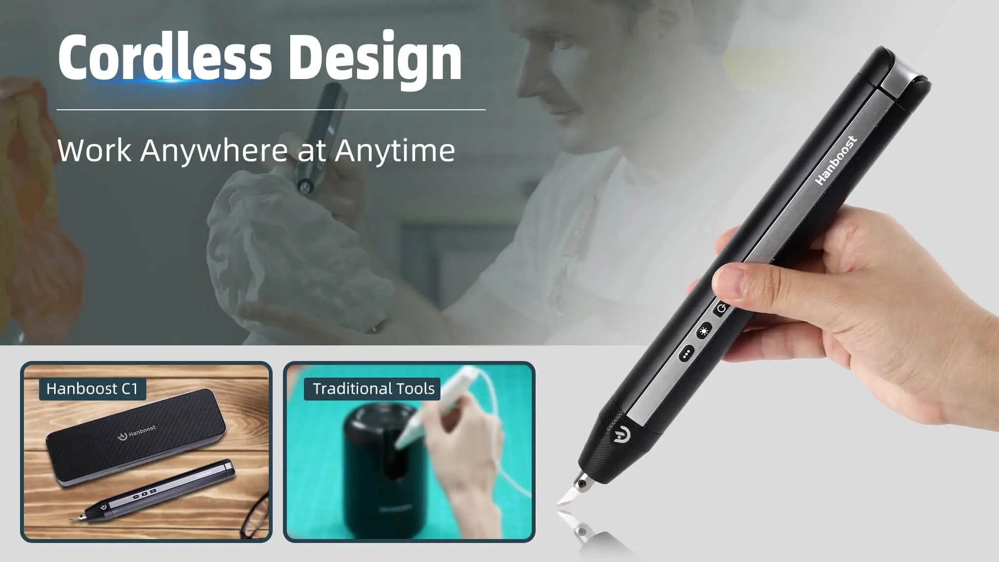 Cordless Ultrasonic Cutter 40KHz Precision Craft Tool for Acrylic Leather Model and More Creative Craft Tool