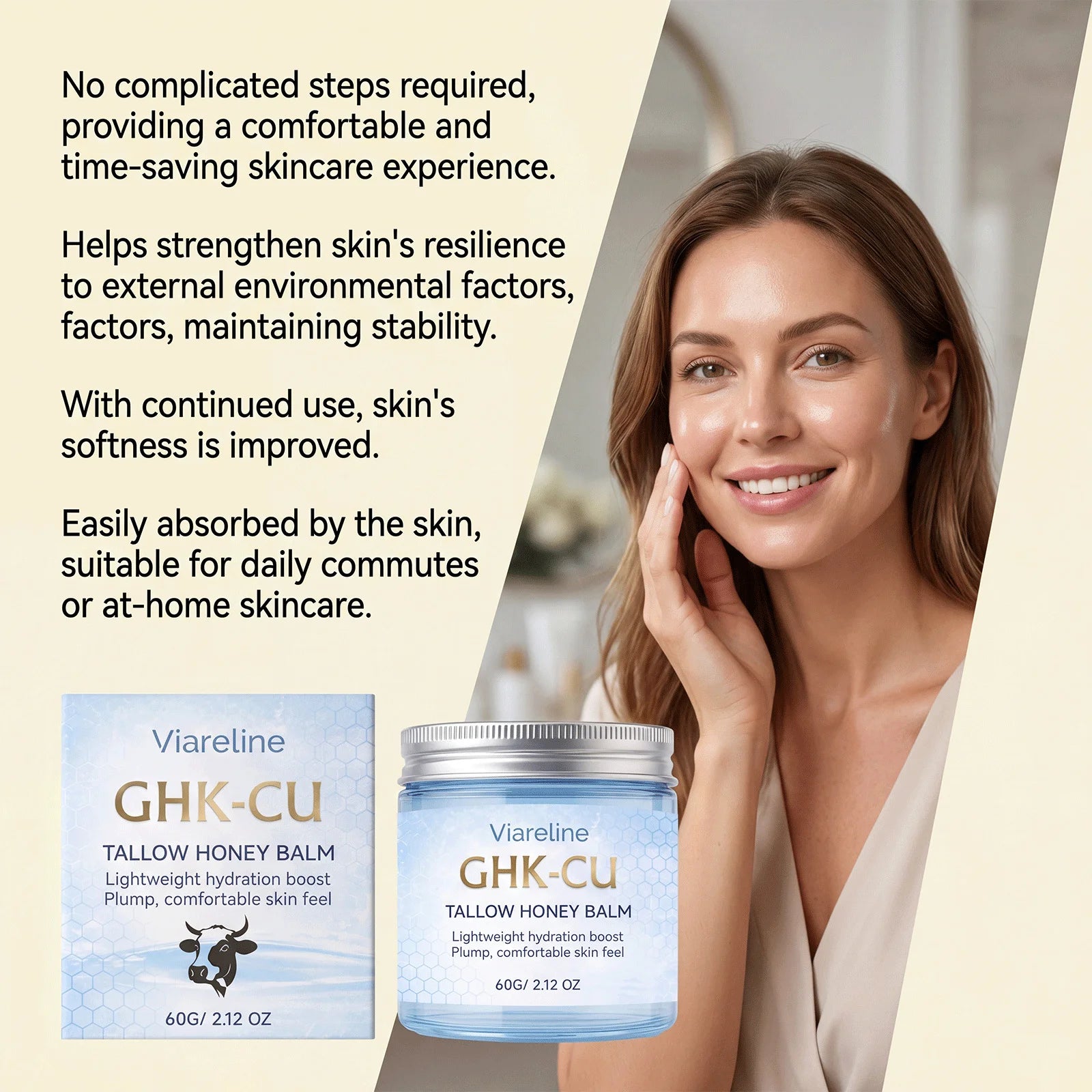 Ghk-Cu Beef Tallow Balm For Body Moisturizer Improve Dry Sensitive Skin Repair Barrier Hydrating Copper Peptides Facial Cream