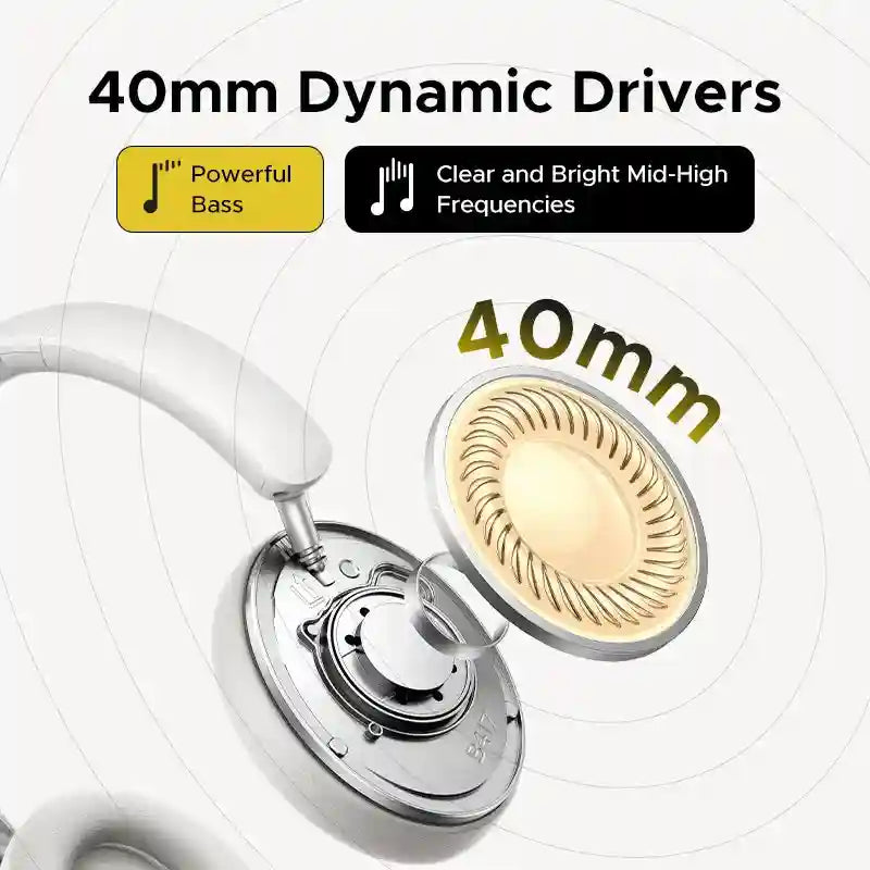 Tidesmit Wireless Over-Ear Headphones with 80H Battery and HiFi Audio Tidesmit