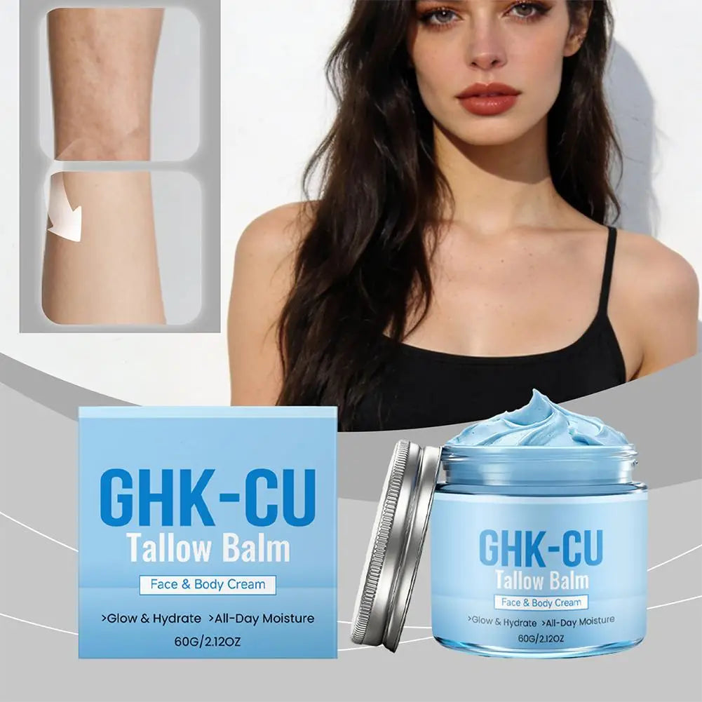 GHK-CU Copper Peptides Beef Tallow Cream Manuka Honey Blue Balm Face Body Moisturizer for Mature Dry Sensitive Skin Care