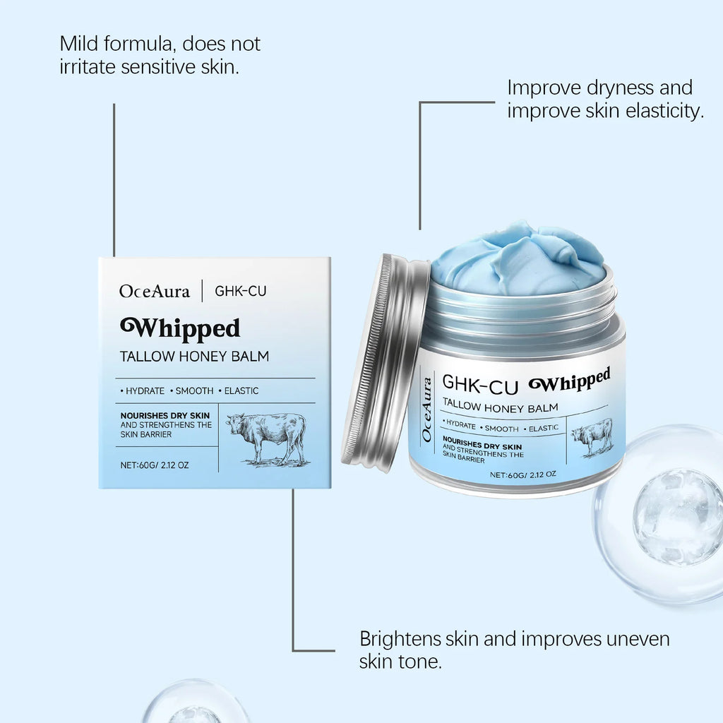 2026Blue Balm Moisturizer with GHK-Cu Copper Peptides & Beef Tallow: Manuka Honey Care for Mature Dry Skin