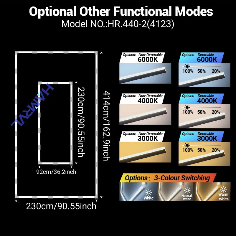 LED Rectangle Lighting 4S car showroom Barber Workshop Office Desk Ceiling Lamp Color change Dimmable Garage Hexagon Lights Gym