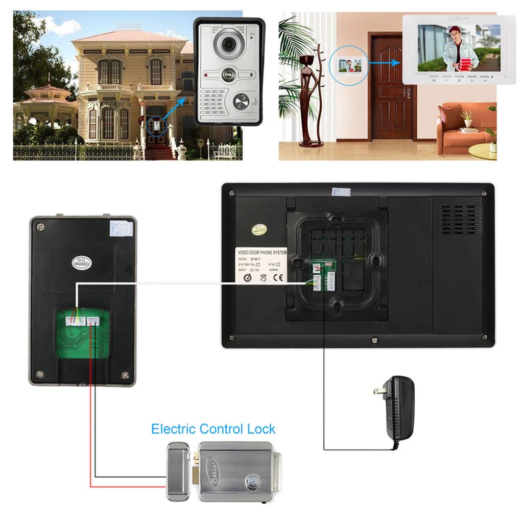 IR-CUT Outdoor Camera 7 inch Wired Video Doorbell Indoor Monitor Visual Intercom Two-way Audio Remote Unlock Video Door Phone