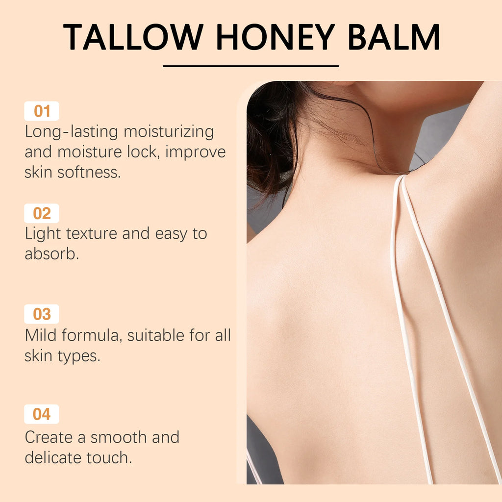 Beef Tallow Honey Moisturizer Grass Fed Whipped Tallow Face Cream Body Lotion Non Greasy Nourishing Fast Absorption Skin Care