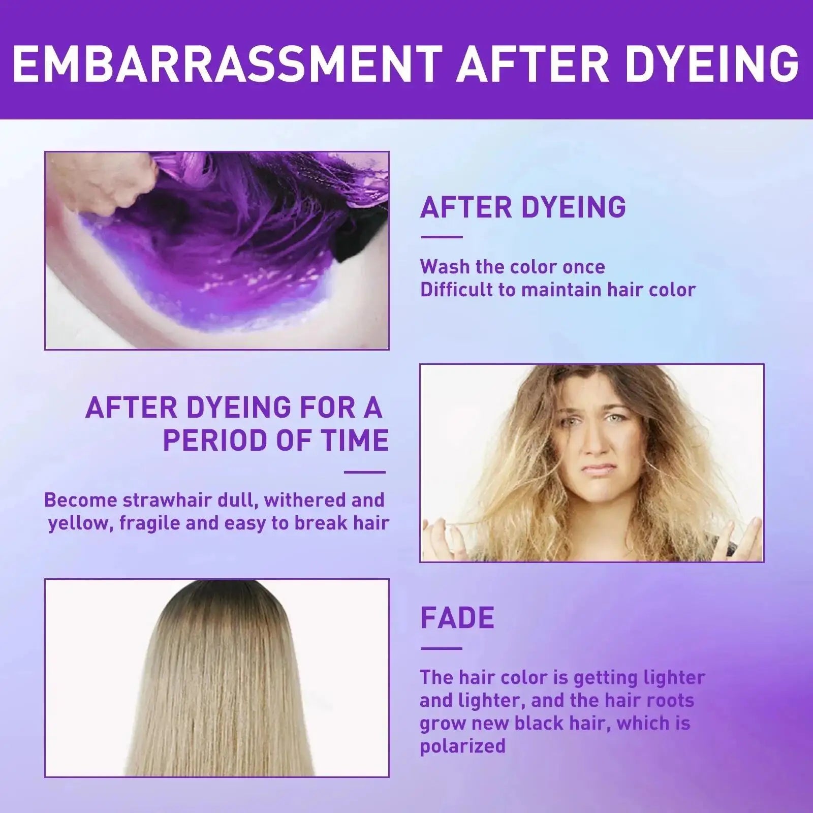 300Ml Color Fixing Purple Shampoo Lock Color Cover Gray Hair Fade Yellow After Bleach Hair Dye Long Lasting Non-irritating Care