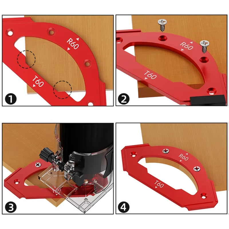 7Pcs RT10-RT60 Radius Jig, Woodworking Router Templates Arc Angle Positioning Template, Corner Radius, Reusable Positioning Tool