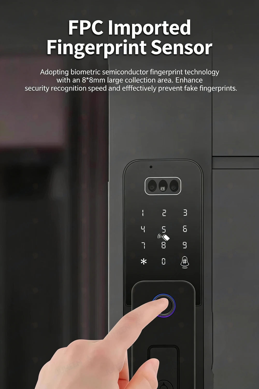Outdoor Waterproof 3D Face Recognition Palm Scan Fingerprint Gate Lock Tuya Wifi App Password Digital Rechargeable Smart Lock