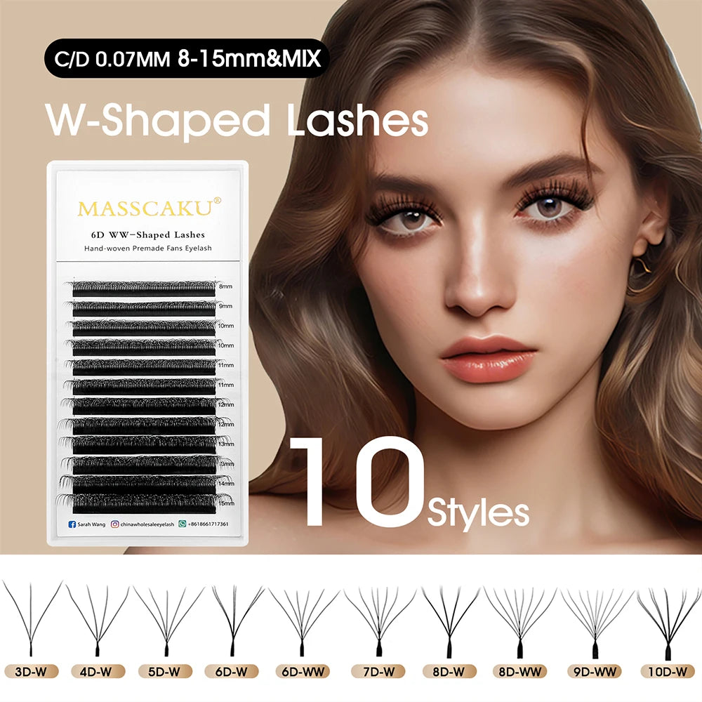 Premade Volume Fans Eyelashes 3D W Shape 0.07mm C Curl - Tidesmit False Eyelashes Tidesmit