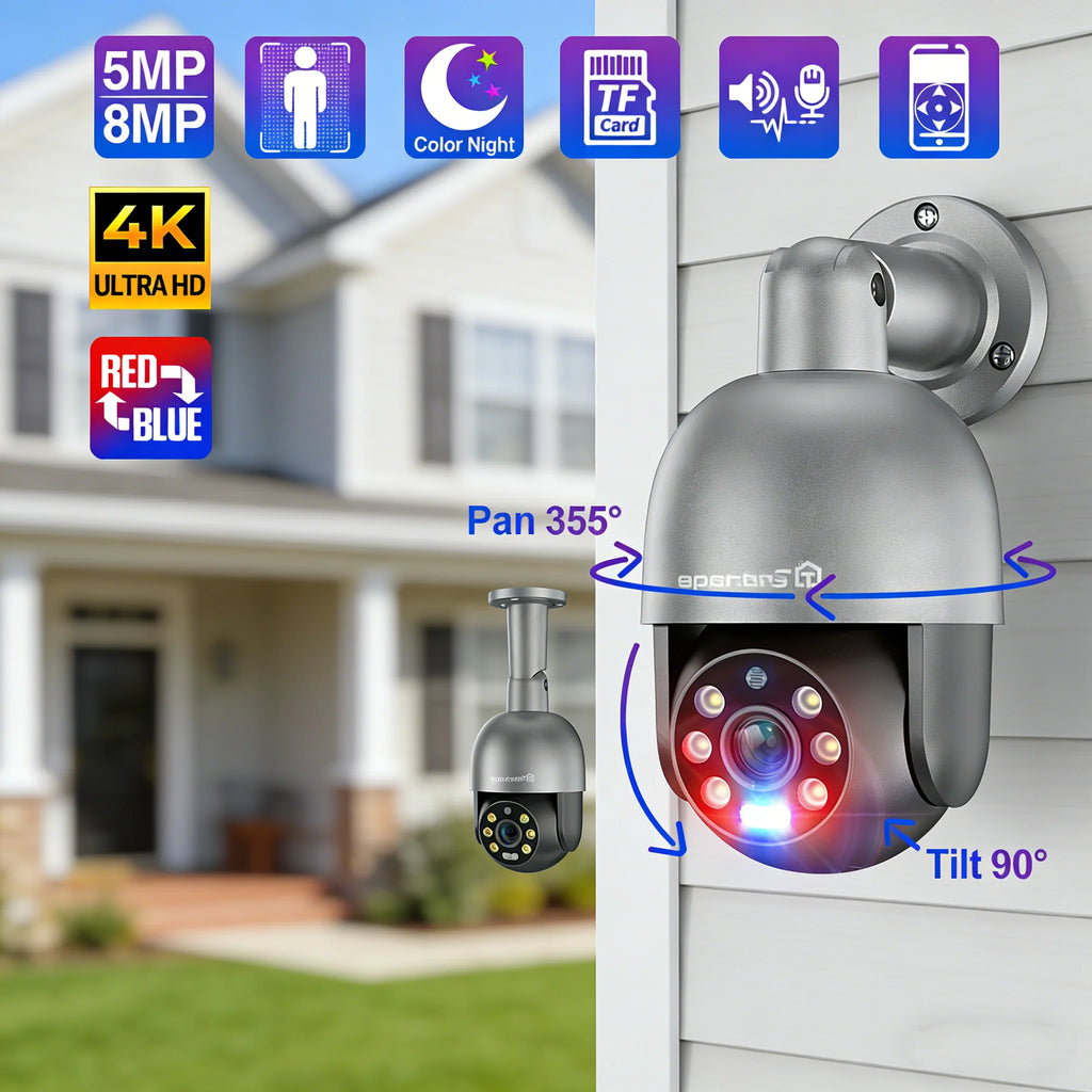 Techage 8MP 5MP 4MP PTZ Security POE IP Camera Dome Video Camera 4K Outdoor Ai Human Detected Two Way Audio Camera XMEye TF Card