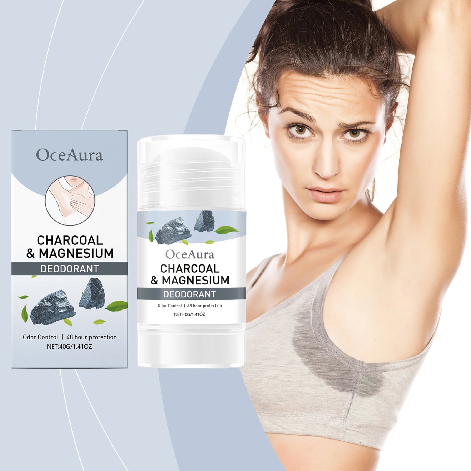 Tidesmit premium charcoal-magnesium deodorant stick for long-lasting odor control and antiperspirant protection.