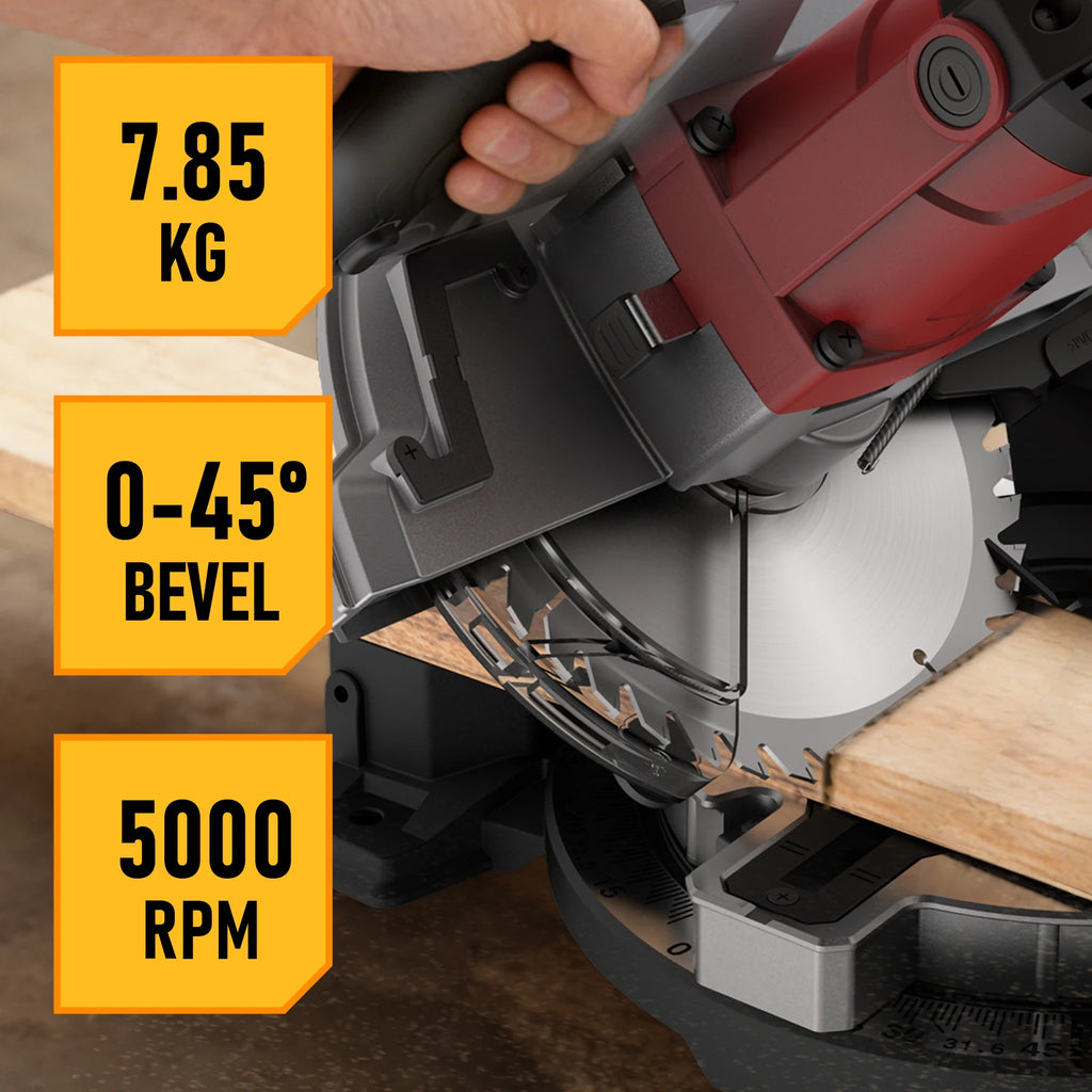 45° Bevel Compound Miter Saw 8inch, 1400W Electric Mitre Saw with 24T Carbide Blade, 5000 RPM, Woodworking Cutting Tool for Wood