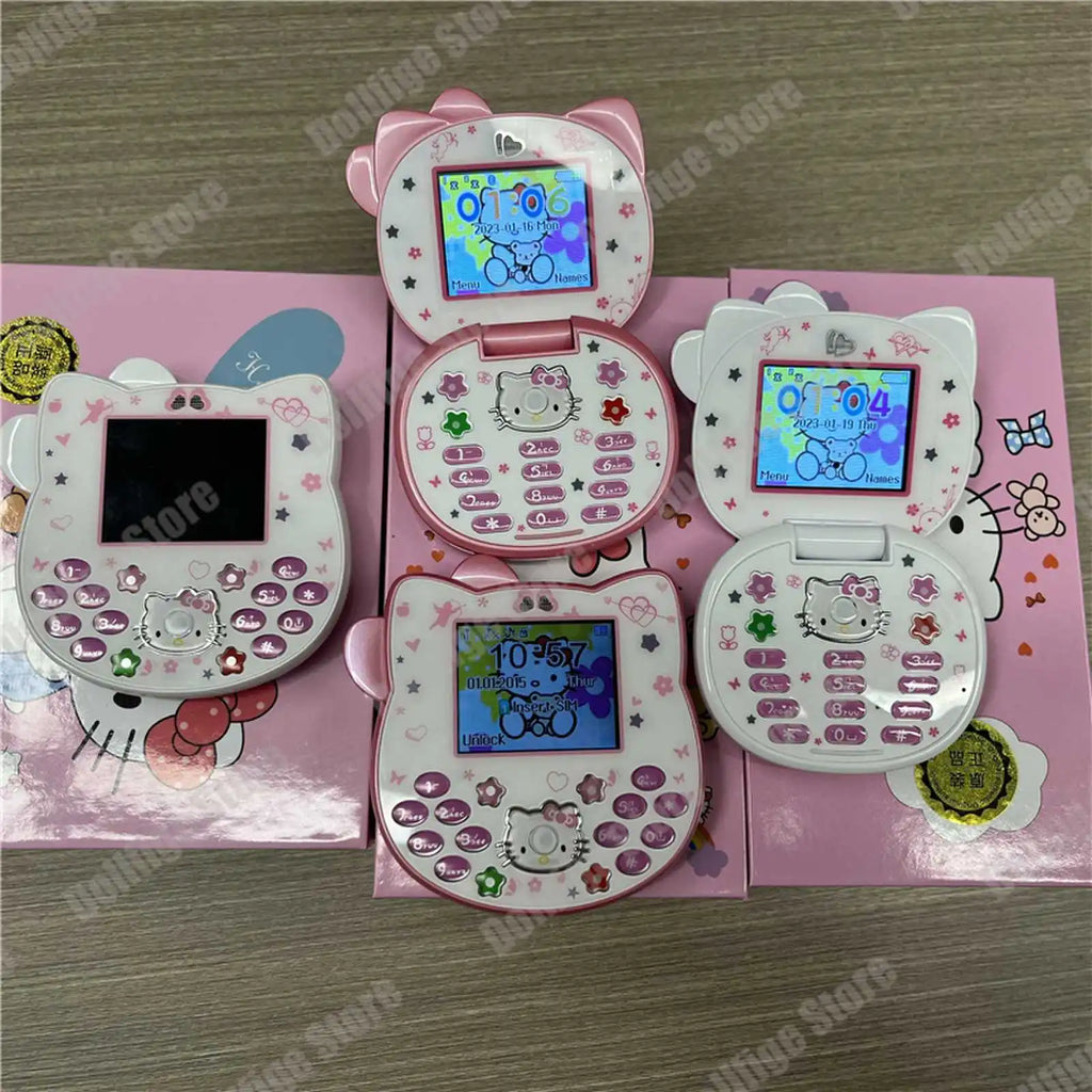 2024 Sanrio Hello Kitty Flip Phone Kawaii K688 Cartoon Taiml Cute Mini Phone Birthday Fashion Gift Toys Christmas For Anime Fans