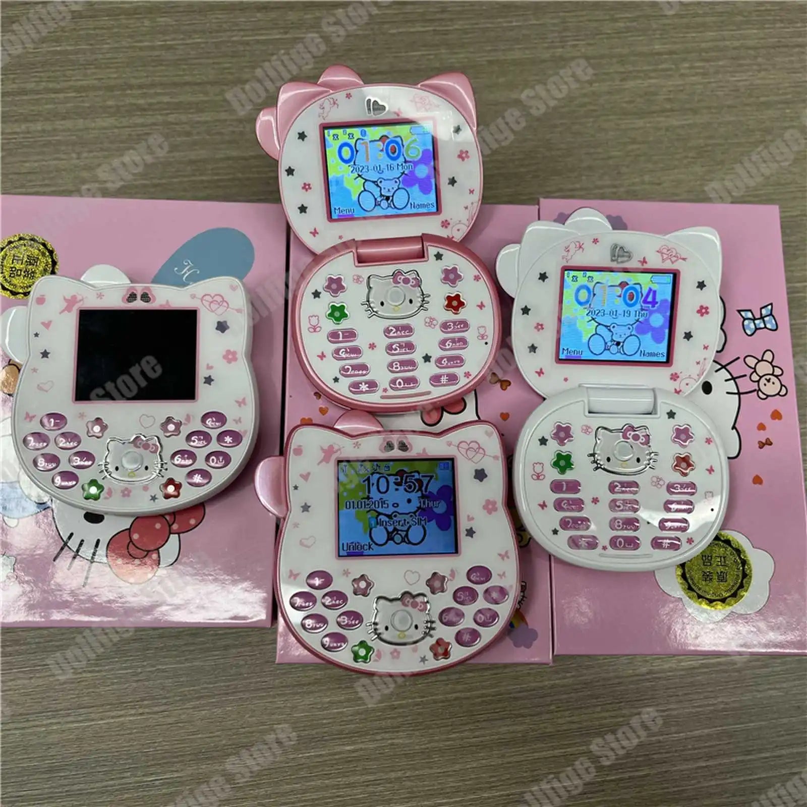 2024 Sanrio Hello Kitty Flip Phone Kawaii K688 Cartoon Taiml Cute Mini Phone Birthday Fashion Gift Toys Christmas For Anime Fans