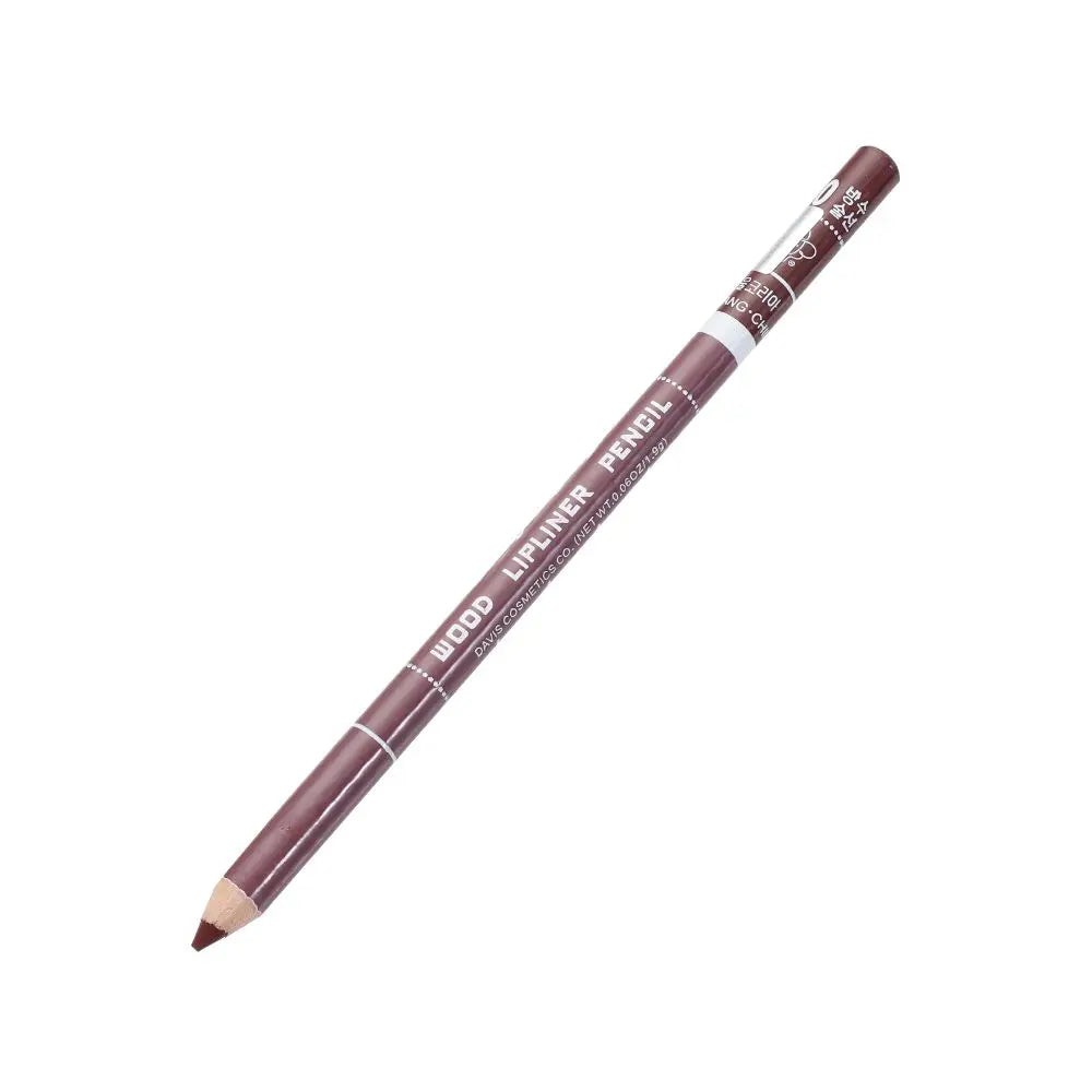 Professional brown wood lip liner pencil for precise, long-lasting, waterproof lip makeup application.