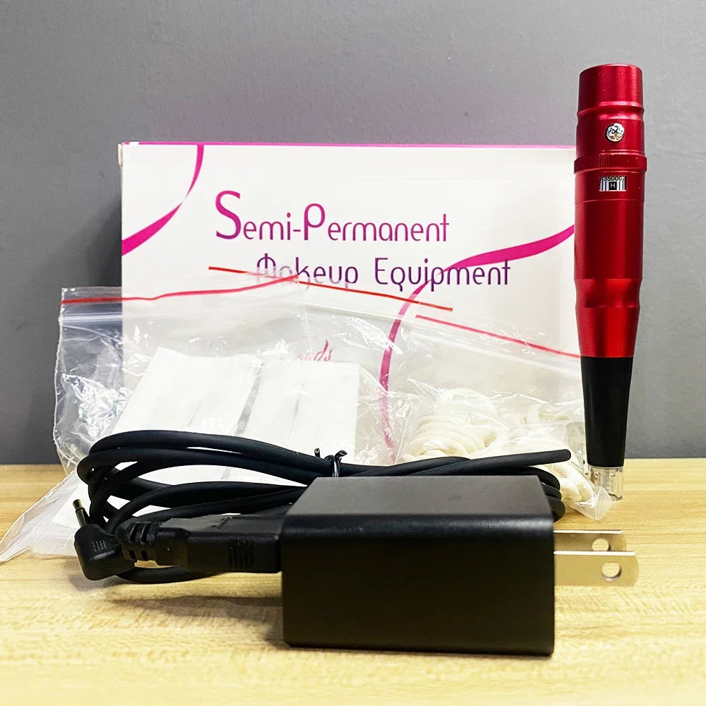 PMU Machine: Swiss Motor Rotary Tattoo Pen Kit for Precise Microblading Permanent Makeup Machines Red Tidesmit