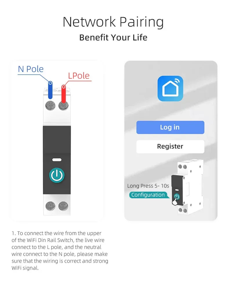 Tuya Wifi Smart Circuit Breaker Switch With Metering 63A1P Din Rail Remote Control Smart Home Smart Life App Timer Module TONGOU