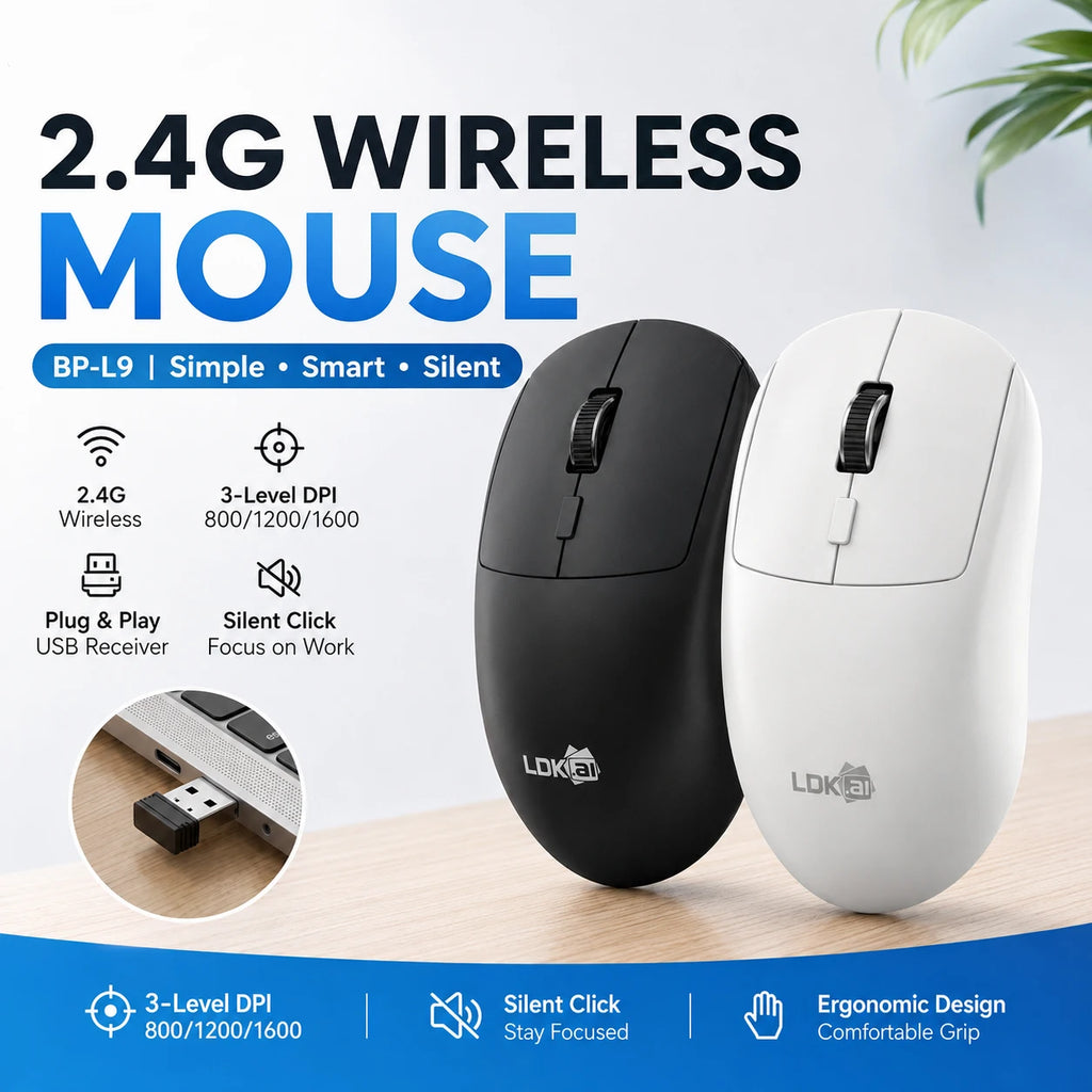 Wireless Gaming Office Mouse, 3-Level DPI, Lightweight,  Independent Switch, Long Battery Life Compatible with PC, Mac