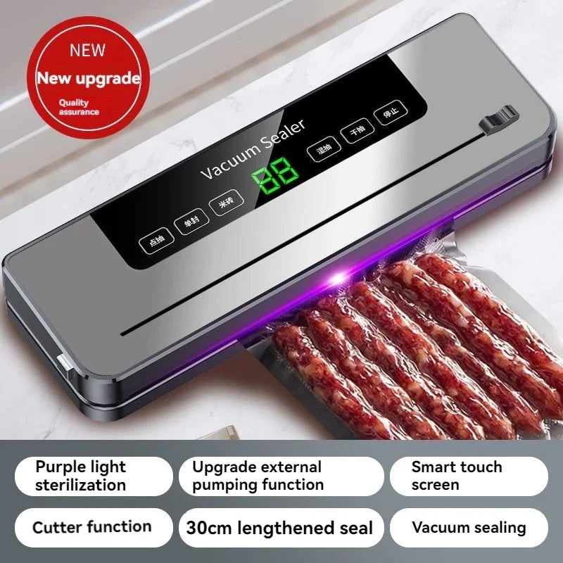 Electric Vacuum Sealer Food Storage Seal Touch Button Dry/Wet Built-in Cutter Kitchen Food Sealing Vacuum Packaging Machine