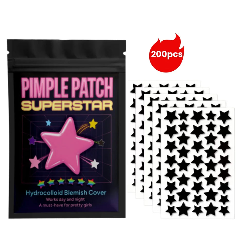 Tidesmit black star acne patches for adults to treat pimples effectively, 200 to 400 count pack.