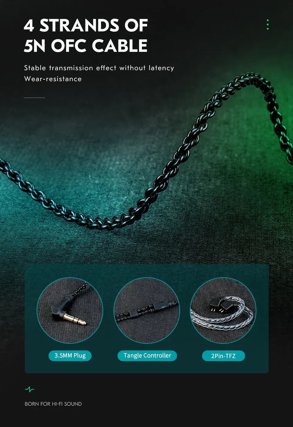 Hybrid Hi-Fi In-Ear Monitors DD&BA Wired Headphones by Tidesmit Tidesmit