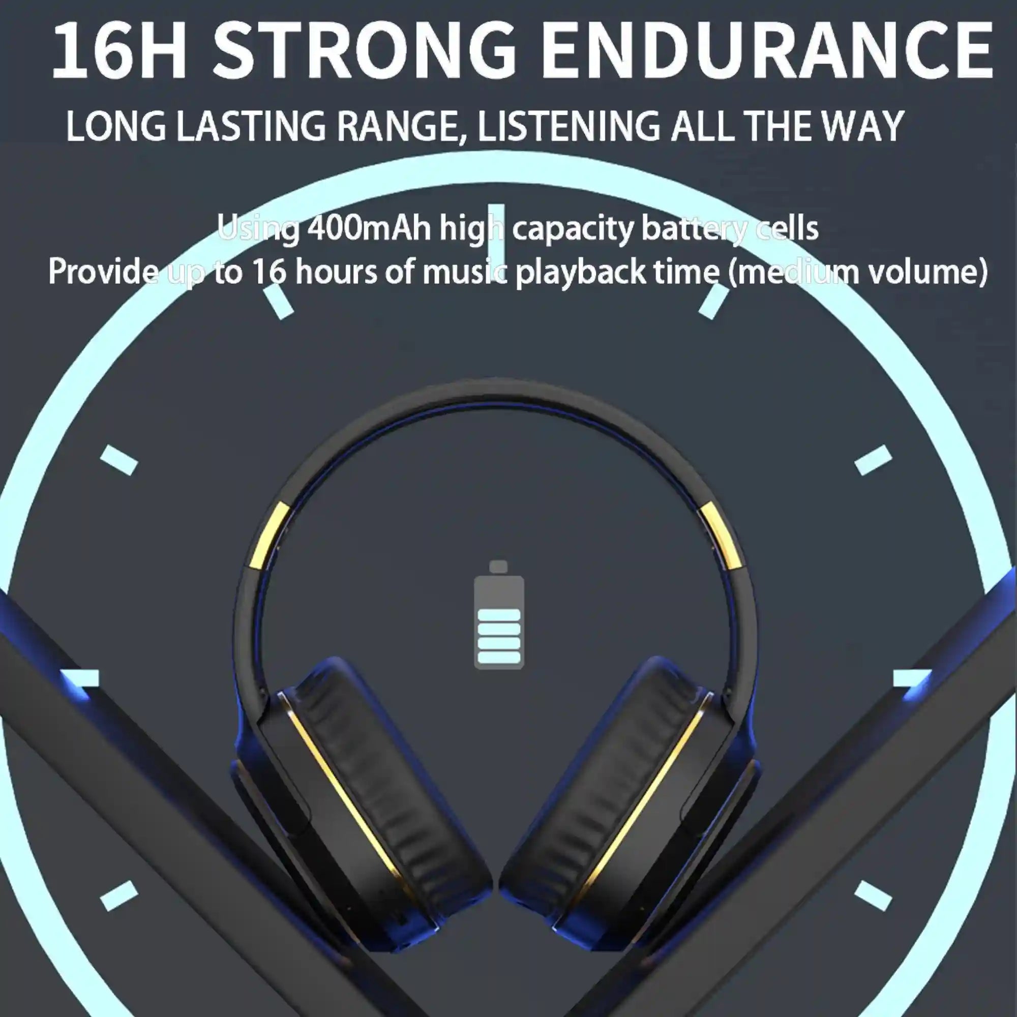 Wireless Foldable Over-Ear Headphones with Active Noise Cancellation Tidesmit