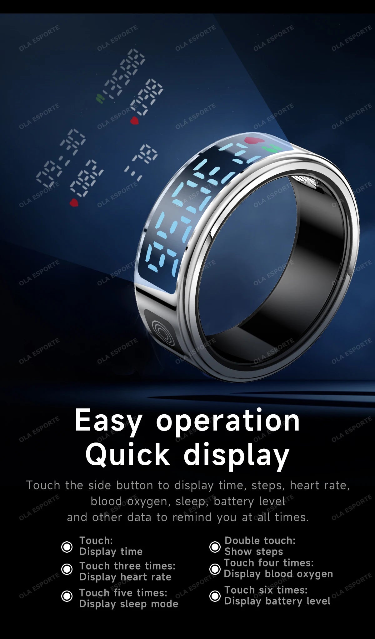 Smart Health Ring with Biometric Heart Rate and Blood Oxygen Tracking Tidesmit