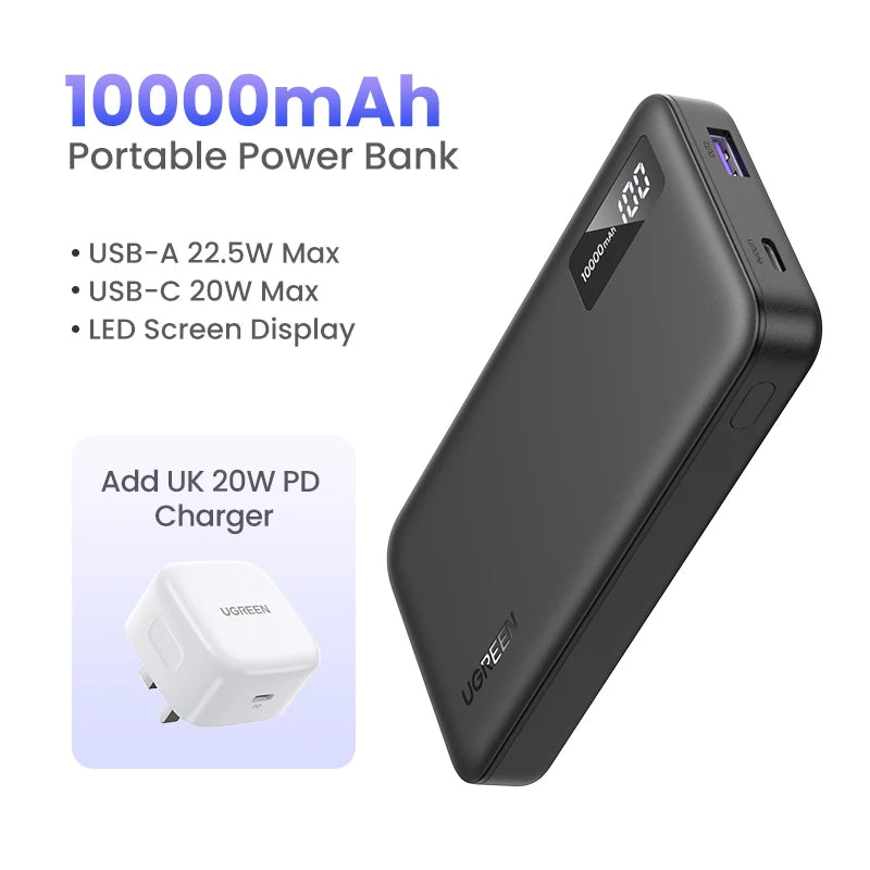 Tidesmit 10000mAh Portable Power Bank, 22.5W USB-C Fast Charging 10000mAh UK Charger Tidesmit