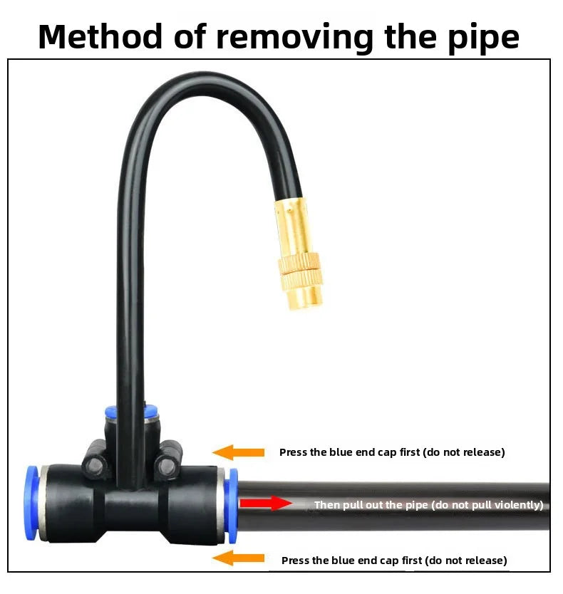 8mm PE Pipe Universal Automatic Irrigation Sprinkler Kit Rotating Copper Nozzle Watering Irrigation Patio Misting Cooling System