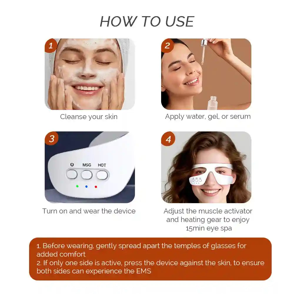 Electric Eye Massager with Red Light Therapy - White | Tidesmit Eye Massage Instrument Tidesmit