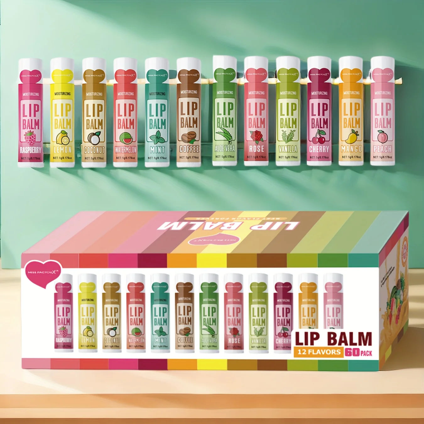 60-Piece Moisturizing Lip Balm Set - Hydrating Lip Care by Tidesmit Lip Care Tidesmit