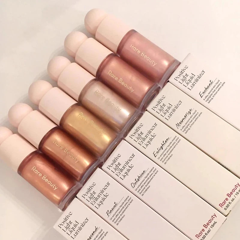 Tidesmit liquid blush and shimmer highlighter swatch showing glowy face makeup texture and radiant glitter finish