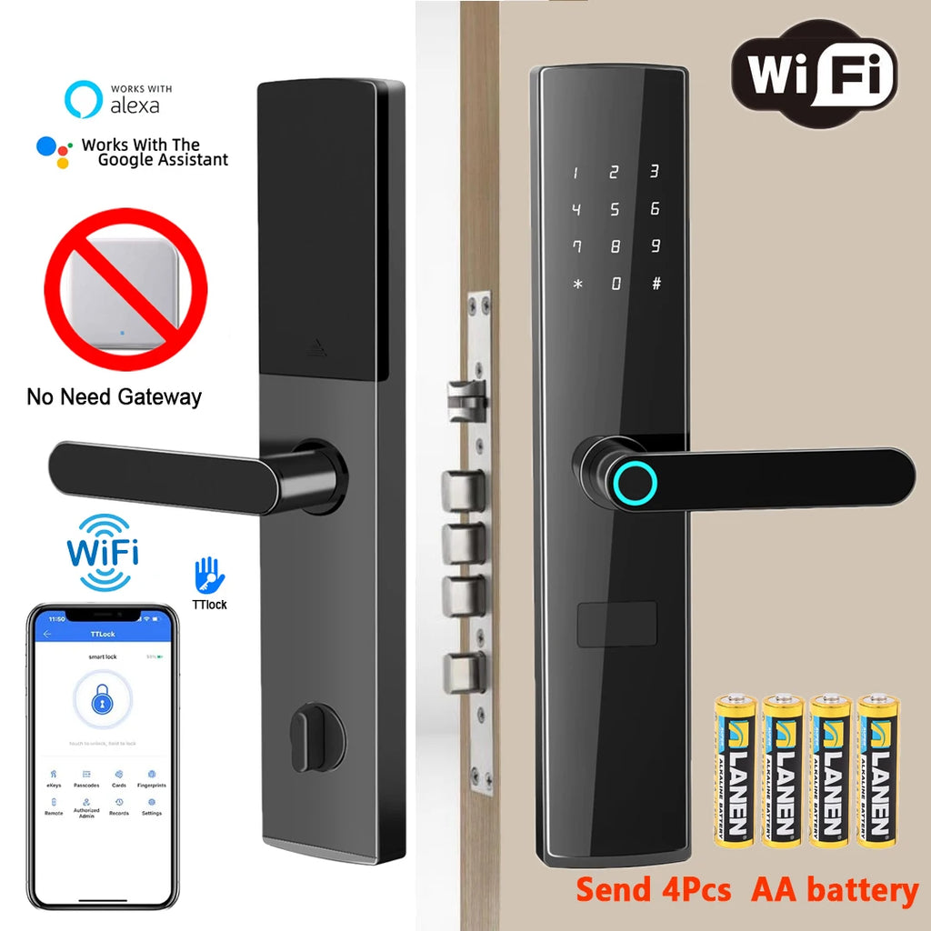EU Warehouse Smart Fingerprint Door Lock TTLock WiFi – App, Keyless, Password, Card & Mechanical Key – Home, Hotel, Office, Airbnb