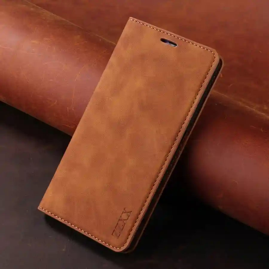 Flip Wallet Phone Case for Xiaomi Redmi Note 11 - Military-Grade Protection Brown Tidesmit