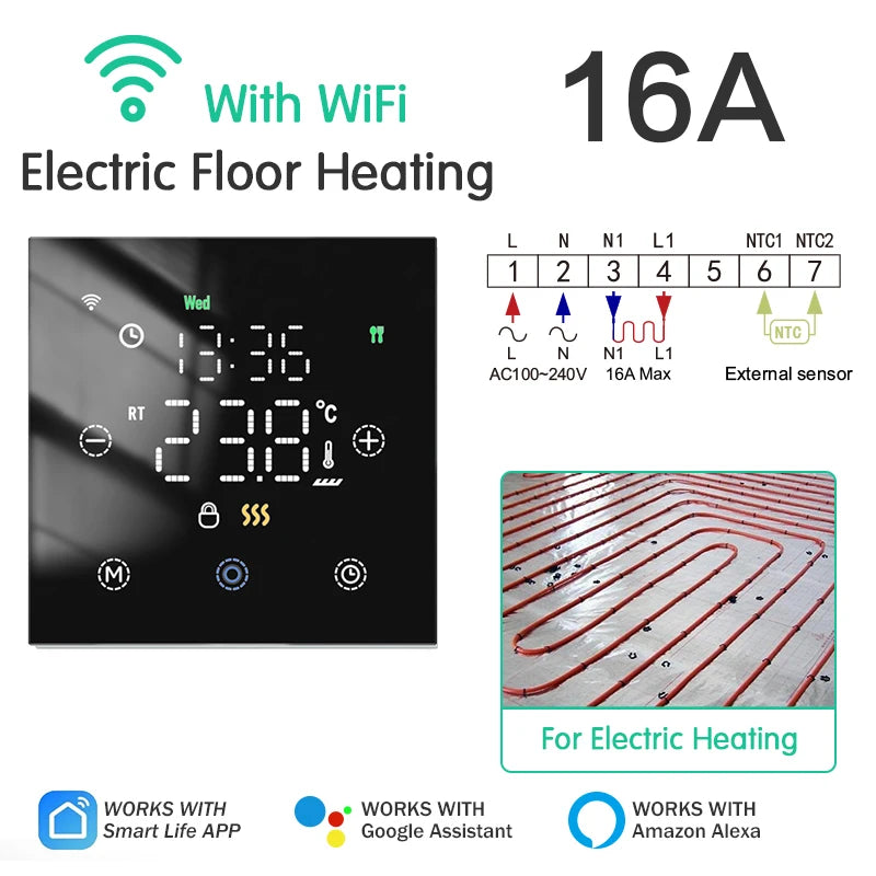 Smart Thermostat Tuya WiFi for Water/Electric Floor Heating Gas Boiler Remote Temperature Controller Alexa Google Yandex Voice