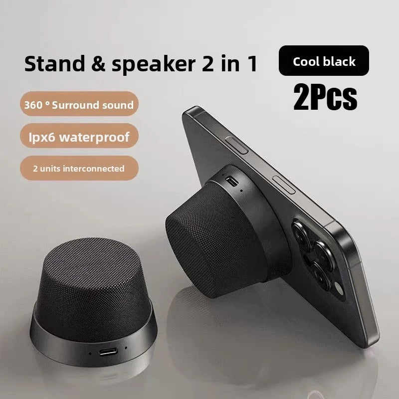 Waterproof Mini Sound Portable Magnetic Speaker White Noise Machine Tws Connected Speaker With Magnetic Phone Stand