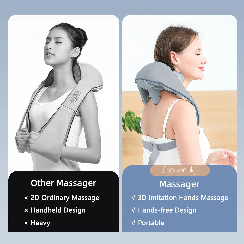 Electric Neck and Shoulder Massager - Rechargeable Deep Tissue Shawl Back Massage Instrument Tidesmit