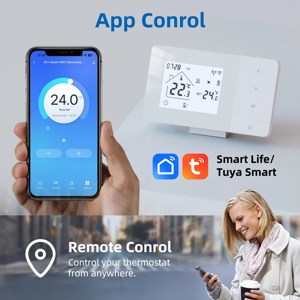 Wireless WiFi Thermostat for Gas Boiler for Water Floor Heating Smart Tuya Temperature Controller Alexa Google Home