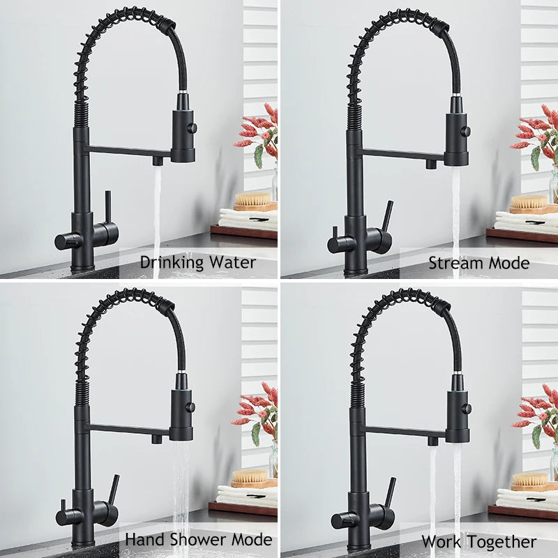 Filtered Kitchen Faucet Pure Water Kitchen Faucet Dual Handle Hot&Cold Drinking Water Purified Kitchen Mixer Taps