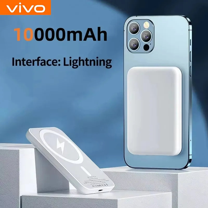 Magnetic Power Bank 50000mAh - Fast Wireless Charger for iPhone White 10000mAh Tidesmit