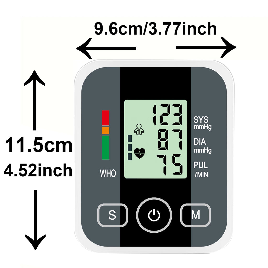 LCD Backlight Digital Upper Arm Blood Pressure Monitor Automatic Home Medical Sphygmomanometer BP Tonometer Heart Rate Meter