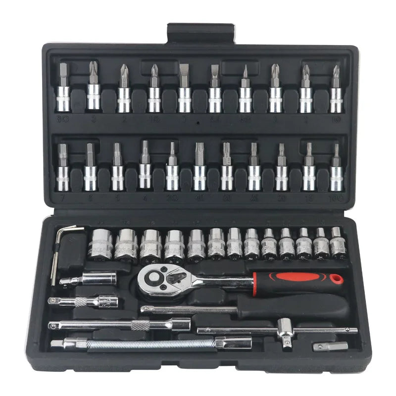 NEW Car Repair Tool Kit 46 Pcs/Set Socket Set Car Repair Tool Ratchet Torque Wrench Combo Auto Repairing Tool Set